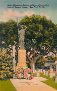 Maine-Denkmal, zu Ehren der im Hafen von Havanna gesunkenen Seeleute. Key West, Florida, ca. 1940er Jahre