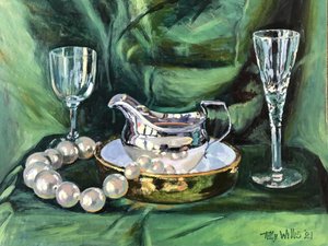 Stillleben mit Silberkrug von Tilly Willis