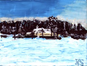 Verschneite Winterkirche von Tim Hoinkis