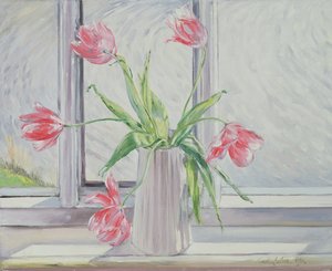 Tulpen gegen fließendes Wasser von Timothy Easton