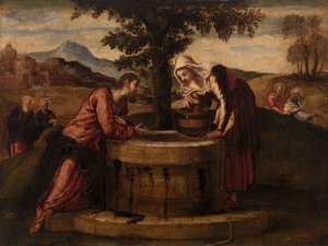 Christus und die Frau von Samaria von Tintoretto (Jacopo Robusti)