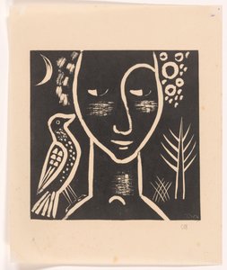 Frauenkopf mit Taube von Tinus van Doorn (signed by artist)
