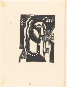Frau mit Blumen in der Hand von Tinus van Doorn