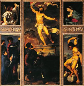 Averoldi-Altarbild von Vecellio Tiziano, Kollegiatkirche der Heiligen Nazario und Celso, Brescia von Titian (c.1488 1576)