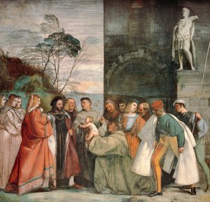 Wunder des neugeborenen Kindes (Detail) von Titian (c.1488 1576)