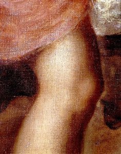 Der Tod des Actaeon, Detail von Dianas Knie, ca. 1565 (Öl auf Leinwand) (Detail) von Titian (c.1488 1576)
