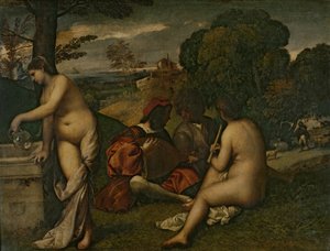 Le Concert Champetre (Freiluftkonzert), ca. 1510 von Tiziano Vecelli