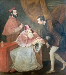 Porträt von Papst Paul III. mit Neffen von Titian (c.1488 1576)