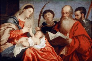 Die Jungfrau und das Kind mit den Heiligen Stephanus, Hieronymus und Mauritius von Titian (c.1488 1576)