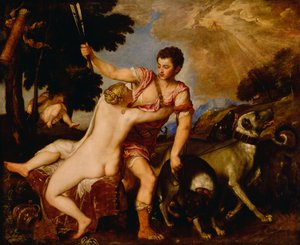 Venus und Adonis, um 1555-60 von Tiziano Vecelli