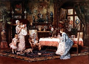 Mutter und Kind in einem eleganten Innenraum