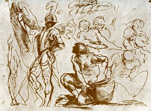 Eine Seite mit Skizzen, von Tizian von Tiziano Vecelli