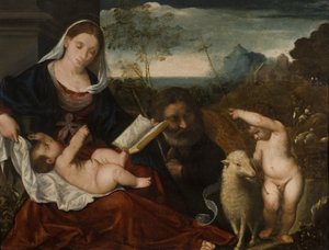 Die Heilige Familie mit dem Heiligen Johannes von Tiziano Vecelli
