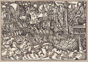 Gaius Duillius besiegt Karthago in einer Seeschlacht von Tobias Stimmer