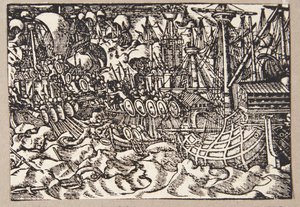Gaius Duillius gewinnt die Seeschlacht gegen die Karthager von Tobias Stimmer