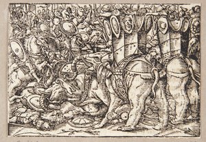 Die Schlacht zwischen Römern und Tarentinern von Tobias Stimmer