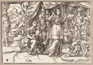 Veturia und Volumnia bitten Coriolanus, Rom zu verschonen von Tobias Stimmer