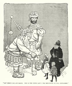 "Ah! Hier sind Gog und Magog, das ist die junge Dame, die ich Ihnen erwähnte, meine Herren" von Tom Browne