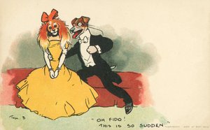 Hunde als romantisches Paar verkleidet von Tom Browne