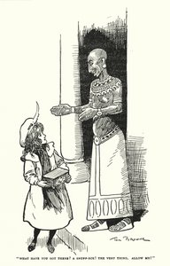 "Was hast du da? Eine Schnupftabakdose! Genau das Richtige, Erlauben Sie mir!" (Lithografie) von Tom Browne