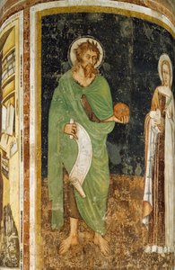 Hl. Agnes und Hl. Johannes der Täufer, Detail von einer Säule, Fresko, St. Nikolaus Kirche, Treviso von Tomaso da (late 15th century) Modena