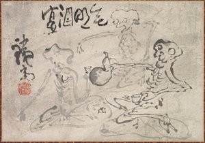 Sake-Party ohne Licht, späte 1800er-frühe 1900er von Tomioka Tessai