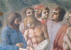 St. Peter tauft die Neophyten Detail der Gesichter in der Menge, ca. 1427 Fresko