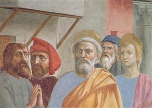 St. Peter heilt mit seinem Schatten: Detail von St. Peter, ca. 1427 Fresko