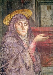 Die Heilige Dreifaltigkeit, Detail des Kopfes der Jungfrau Maria, 1427-28 (Detail) von Tommaso Masaccio