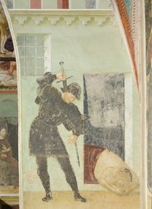 Lebenszyklus von Johannes dem Täufer: Soldat kurz vor der Enthauptung von Johannes dem Täufer von Tommaso Masolino da Panicale