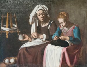 Madonna und die Heilige Anna, römische Schule, zugeschrieben Tommaso Salini von Tommaso Salini