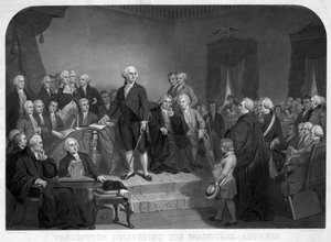 Washington hält seine Antrittsrede im April 1789