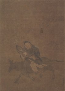 Daoist auf einem gehörnten Tier reitend von Tong Renyi