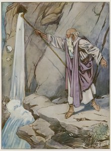 Moses schlägt den Felsen, um Wasser hervorzubringen von Tony Sarg