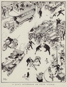 Ruhiger Nachmittag auf der Fifth Avenue, New York (Lithografie) von Tony Sarg