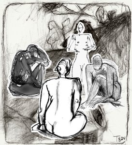 Nachdenkliche Figuren Skizze von Tore Bahnson