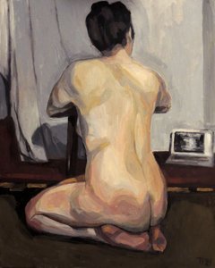 Nackte Frau mit Laptop