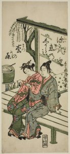 Liebende auf einer Veranda von Torii Kiyohiro