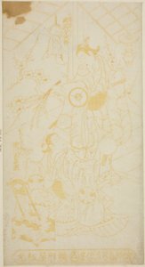 Die Schauspieler Tamazawa Saijiro I als Page Umezaburo und Segawa Kikunojo I als Oroku im Stück „Sazareishi Suehiro Genji“, aufgeführt im Nakamura-Theater im ersten Monat, 1744 von Torii Kiyomasu II