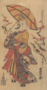 Schauspieler Nakamura Senya als Tokonatsu im Kabuki-Stück, Das Erbe der Drei-Komma von Torii Kiyomasu I