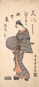 Sanokawa Ichimatsu I in Graublau und Rosa nach links gehend, 1756 von Torii Kiyomitsu