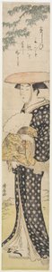 (Eine Frau mit Hut geht unter einem Baum), 1782 von Torii Kiyonaga