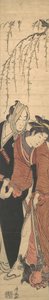Ein Liebespaar spielt mit einem Affen, 1780 von Torii Kiyonaga
