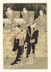 Schauspieler Sawamura Sojuro III und Iwai Hanshiro IV als Jihei und Koharu von Torii Kiyonaga