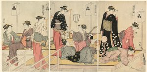 Abkühlung am Abend in Shijogawara von Torii Kiyonaga