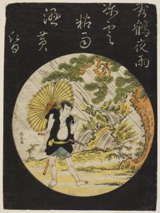 Abendregen in Shukaku - der Schauspieler Nakamura Nakazo als Sadakuro, aus einer unbetitelten Serie von Schauspielerdrucken