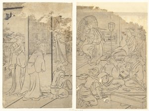 Fest im Komeikan-Teesalon von Torii Kiyonaga