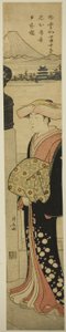 Fein gekleidete Frau überquert Nihonbashi-Brücke von Torii Kiyonaga