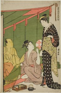 Moskitonetz, aus der Serie "Eine Sammlung zeitgenössischer Schönheiten der Vergnügungsviertel (Tosei yuri bijin awase)"