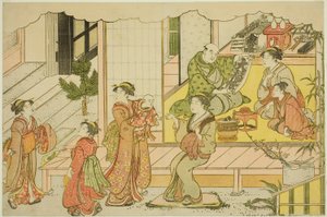 Das Lagerhaus öffnen (Kurabiraki), aus dem illustrierten Buch "Farben der dreifachen Morgendämmerung (Saishiki mitsu no asa)"